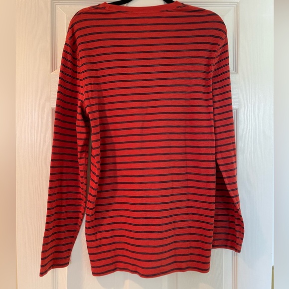 American Eagle Orange and Blue Striped Thermal Long Sleeve Shirt - Picture 2 of 5